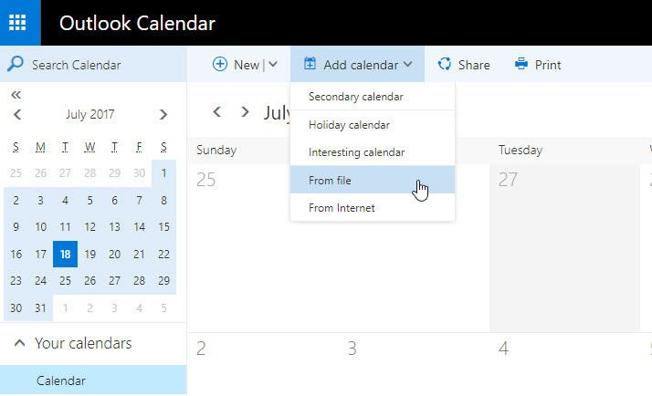 import old calendar into new calendar on outlook for mac
